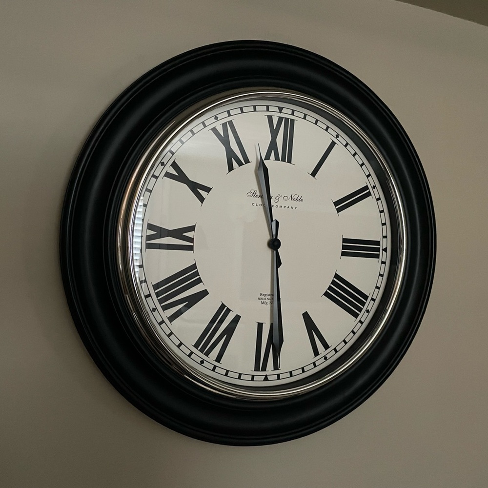 Bombay Black and White Roman Numeral Wall Clock